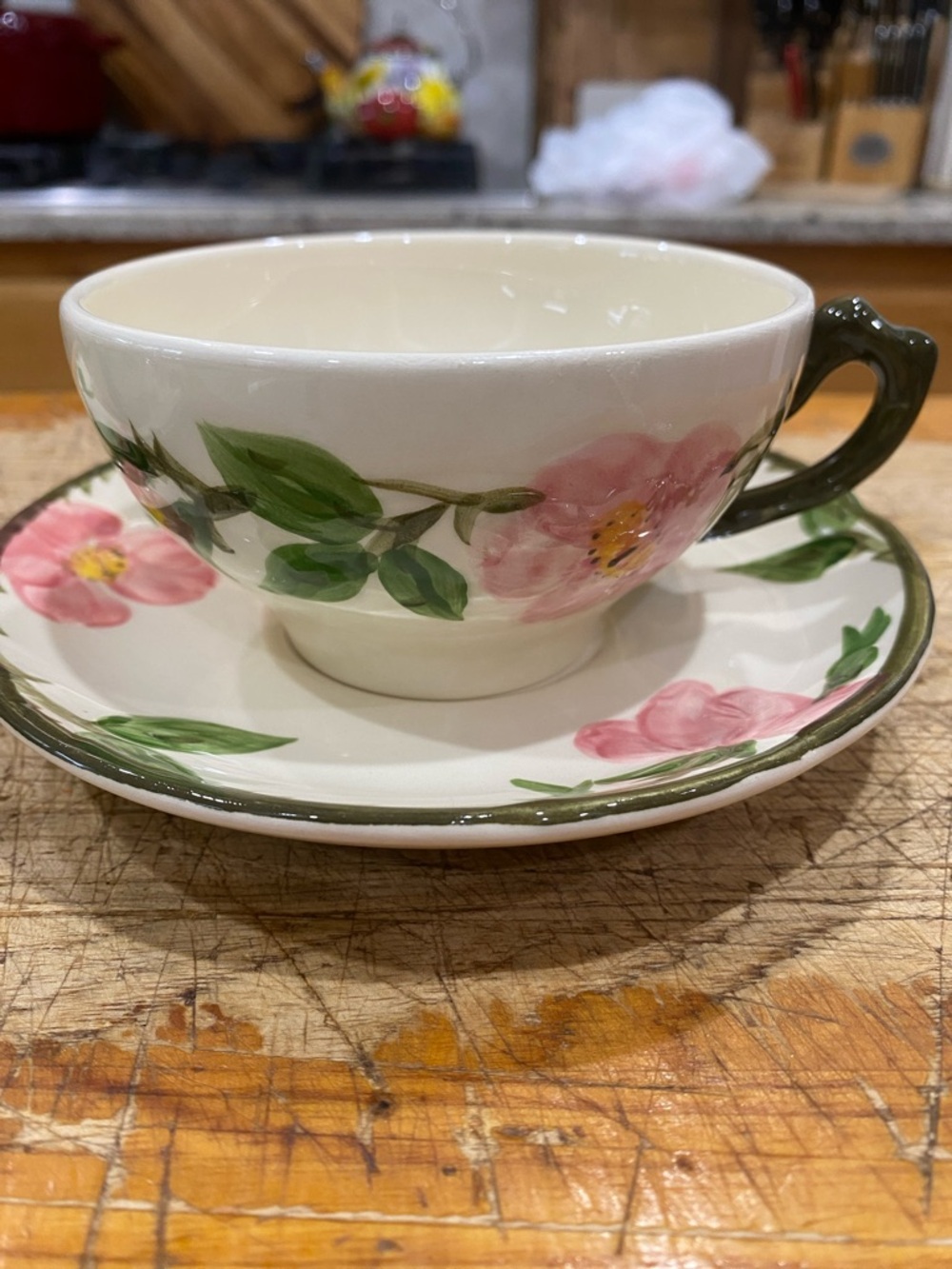 Franciscan Pink Floral Teacups in desert rose